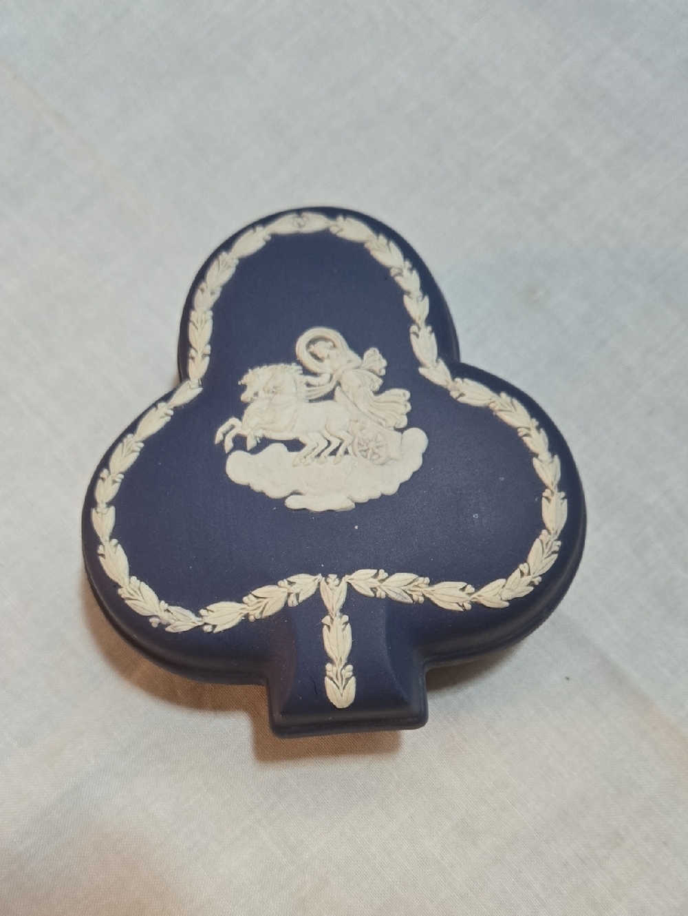 Wedgwood Portland Blue Jasperware "The Goddess Aurora" Trinket Box
